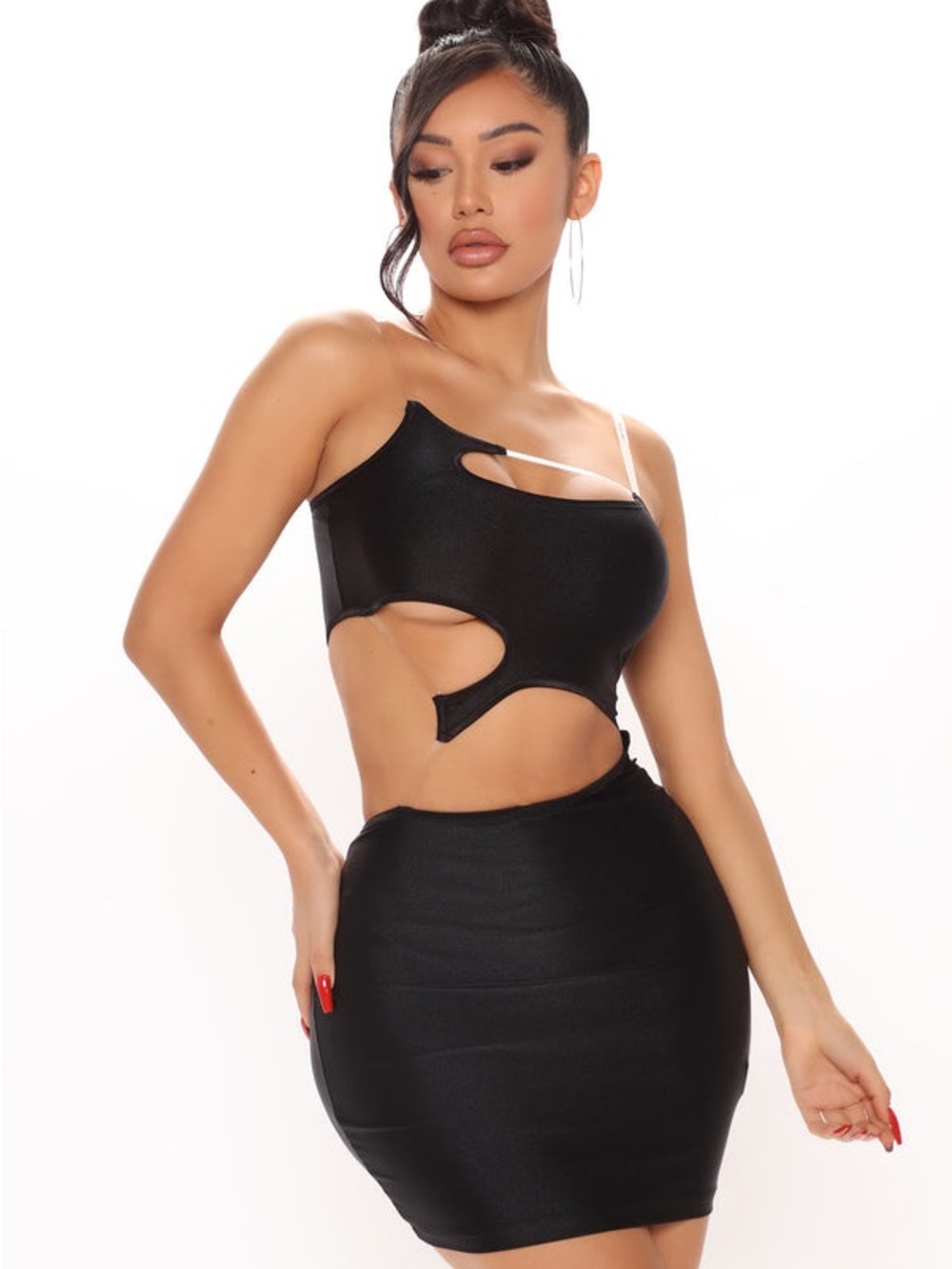 Fashion Nova Black One-Shoulder Cutout Bodycon Dress